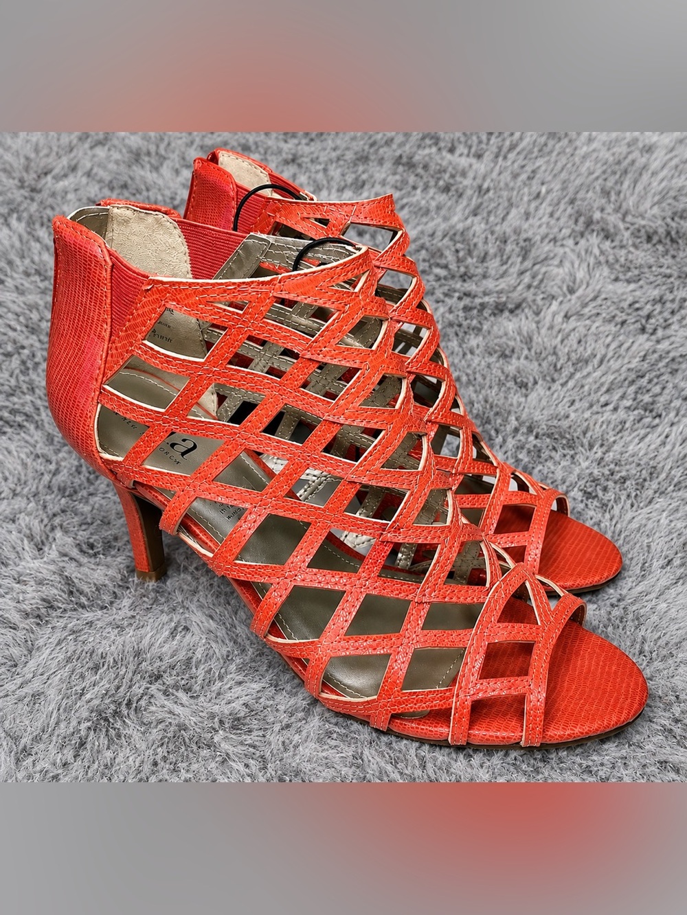 A.N.A Red Woven Cage Heels Like New